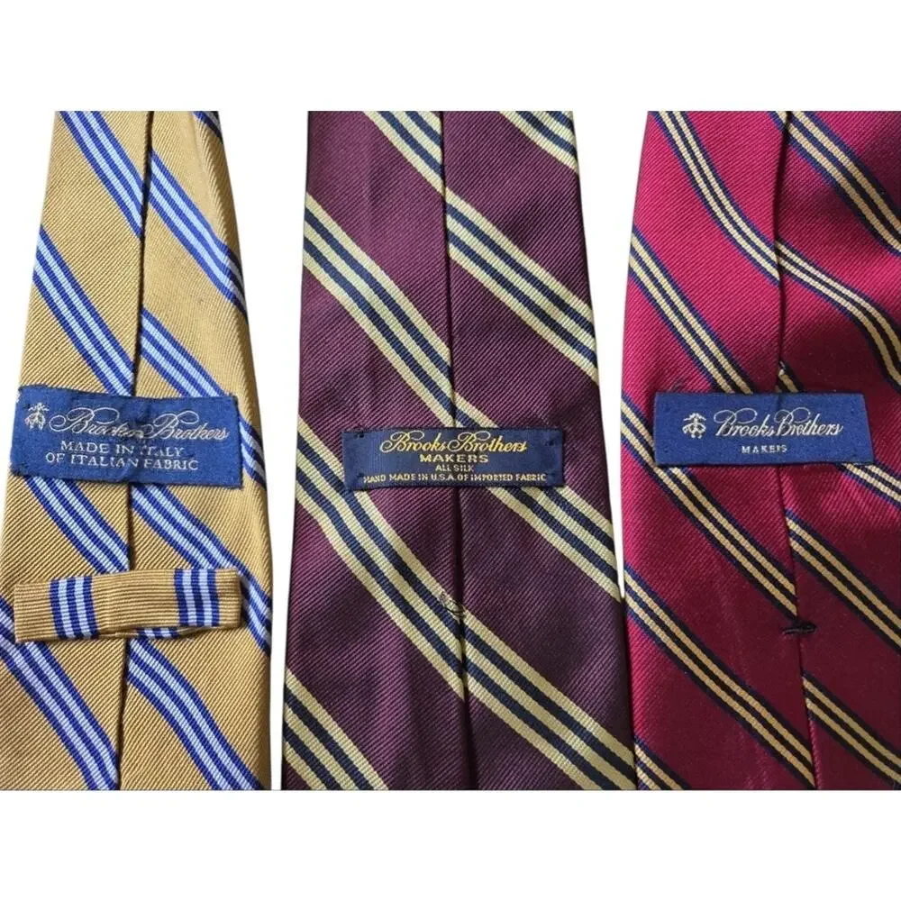 Lot 3 Brooks Brothers Makers 100% Silk Regimental Stripe Repp Neckties Preppy